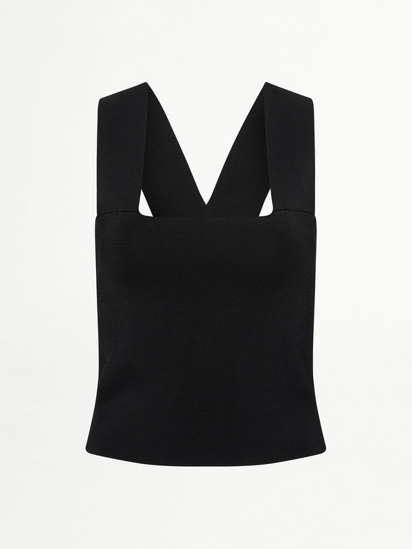 AMALFI LONGLINE KNIT TOP IN BLACK GHOST IMAGE