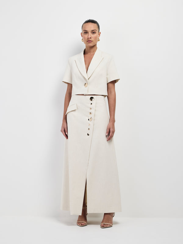 SHEIKE Shai Crop Shacket Ecru 1007322 Front Image Styled