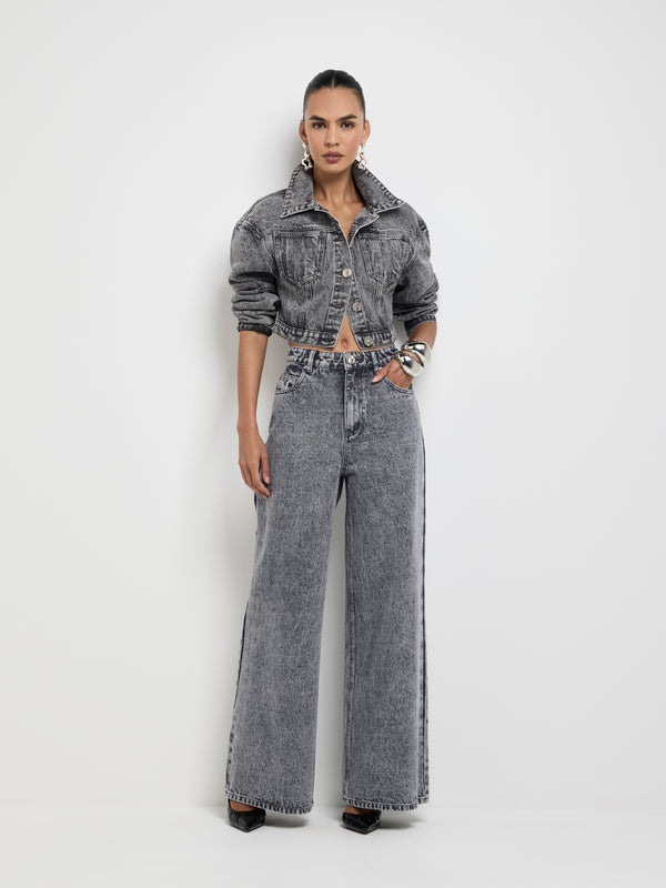 SHEIKE Genesis Denim Jacket Grey 1007645 Front Styled Image