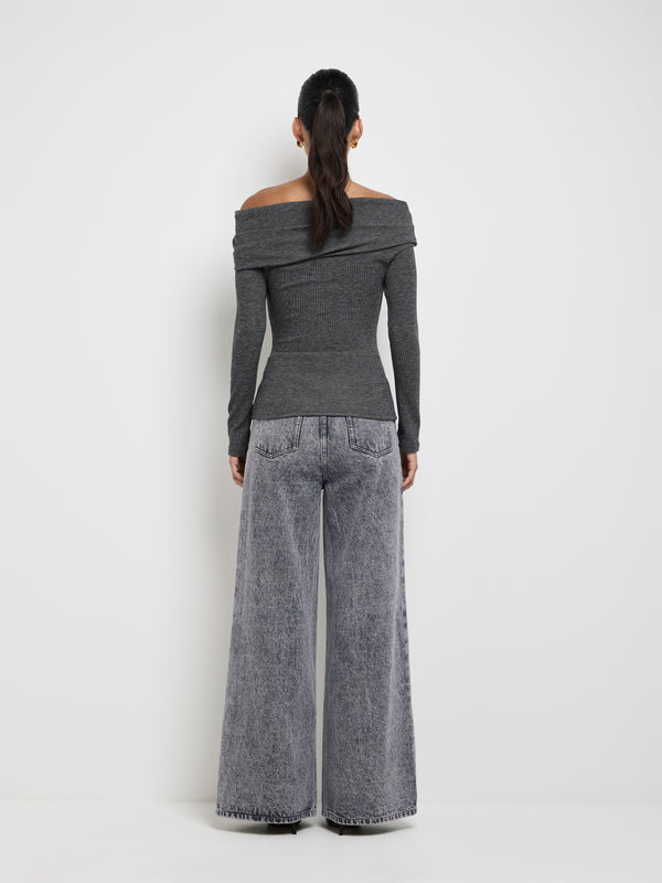 SHEIKE Cozy Knit Top Charcoal 1007692 Back Image