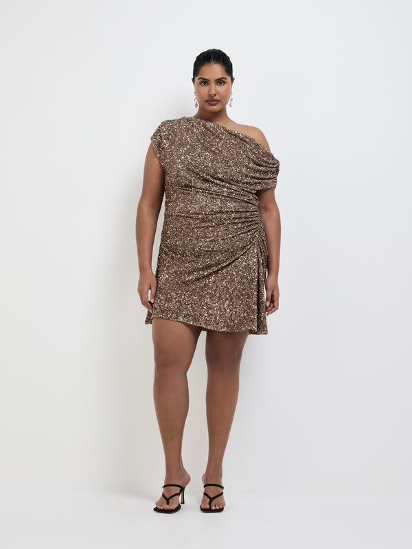 Size16 SHEIKE Glimmer Mini Dress Bronze 1007811 Front Image