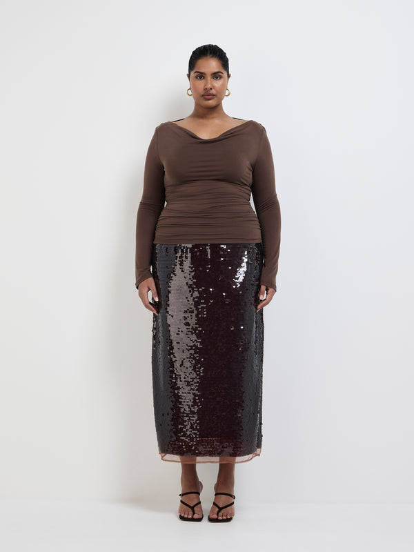 Size16 SHEIKE Martina Top Chocolate 1007815 Front Image