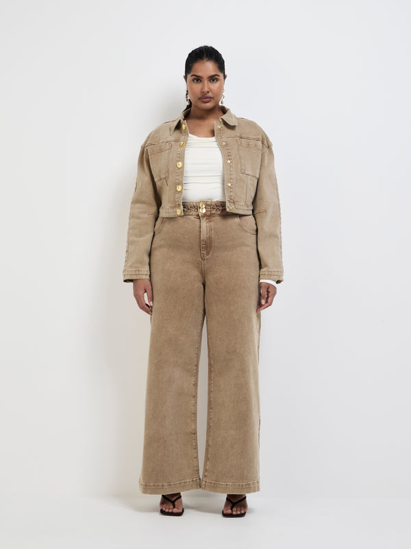 Size16 SHEIKE Lucie Denim Jacket Sand 1007964 Detail Image