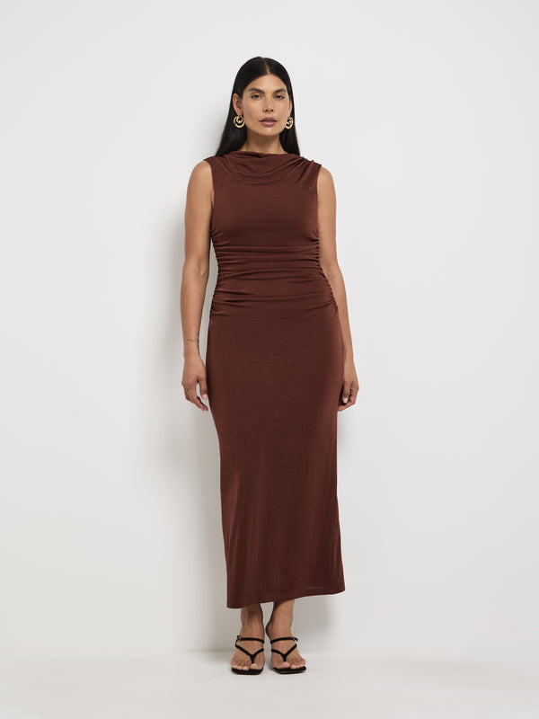 Size12 SHEIKE Malibu Maxi Dress Chocolate 1007920 Front Image