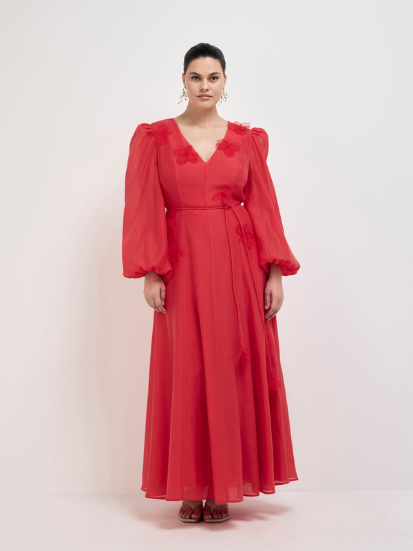 Size12 SHEIKE English Rose Maxi Dress Red 1008060 Front Image