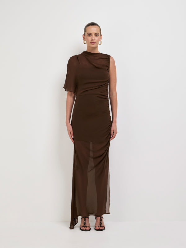 Size8 SHEIKE Davies Maxi Dress Chocolate 1008062 Front Image