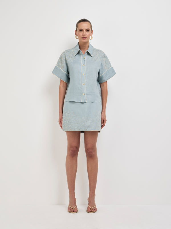 HEIKE Romy Beaded Skirt Blue 1008080 Styled Image