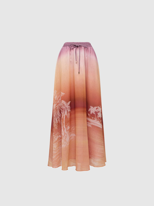 SHEIKE Sunset Palms Skirt Print 1008151 Ghost Image