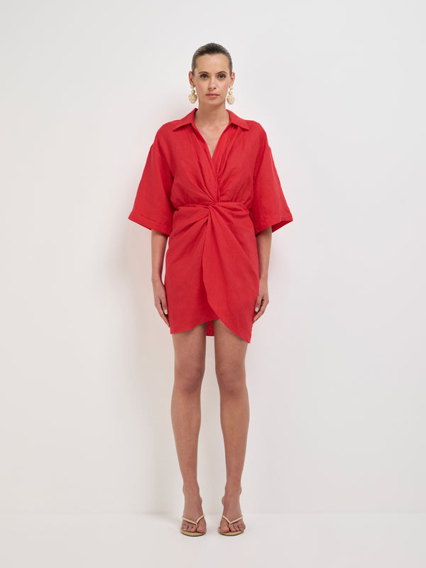 Size8 SHEIKE Evie Linen Dress Red 1008155 Front Image