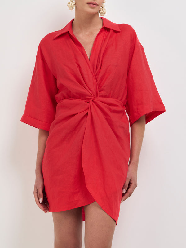 SHEIKE Evie Linen Dress Red 1008155 Detail Image