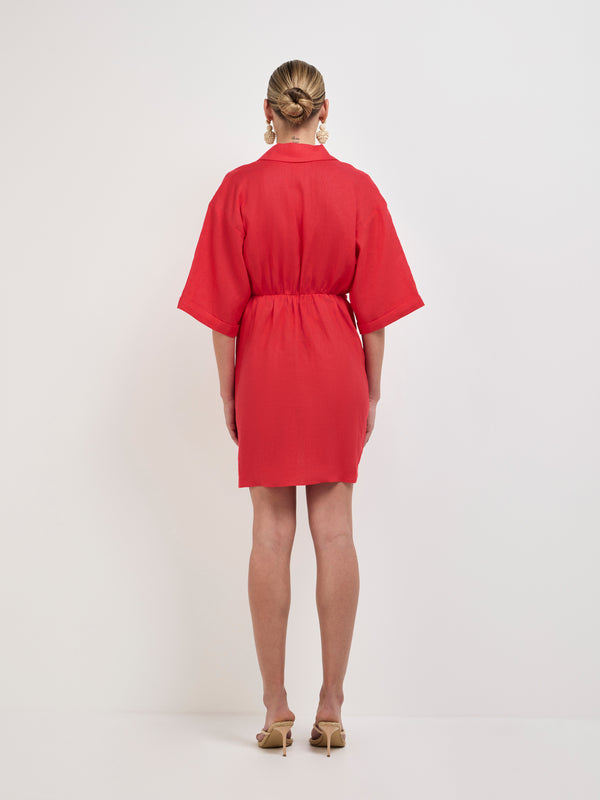 SHEIKE Evie Linen Dress Red 1008155 Back Image