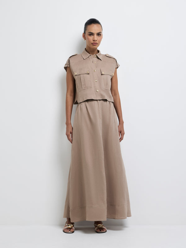 SHEIKE Celene Maxi Skirt Brown 1008218 Front Image Styled