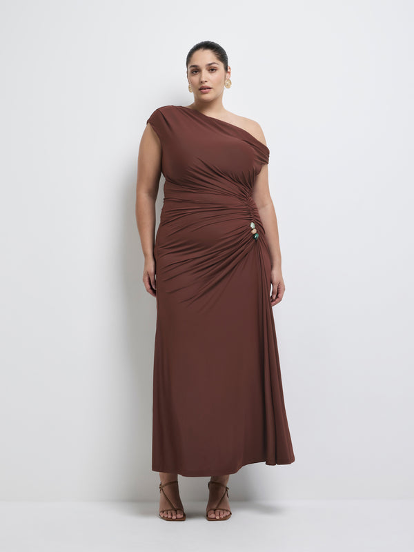 Size16 SHEIKE Angelina Maxi Dress Chocolate 1008215 Front Image