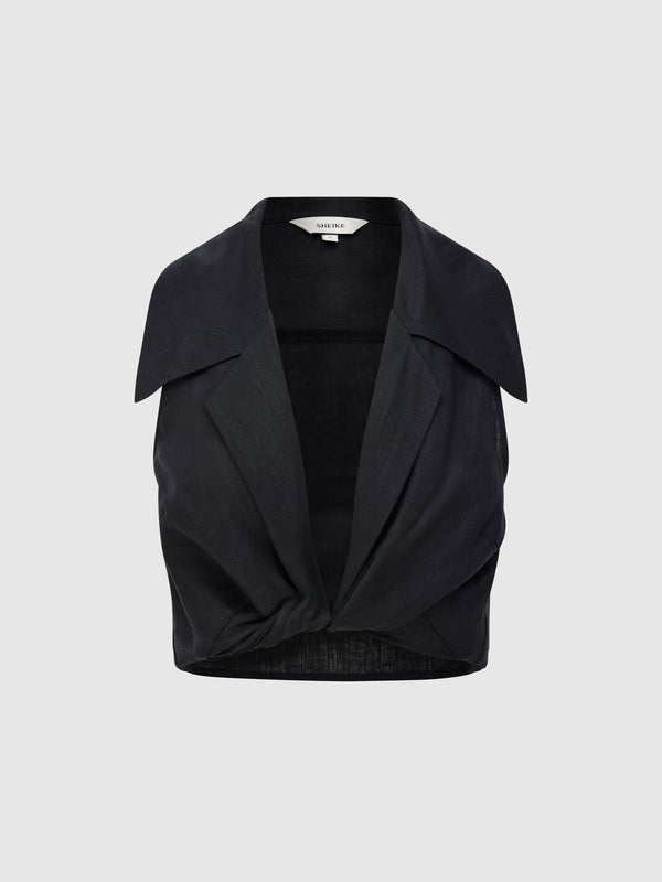 SHEIKE Frankie Linen Top Black 1008226 Ghost Image