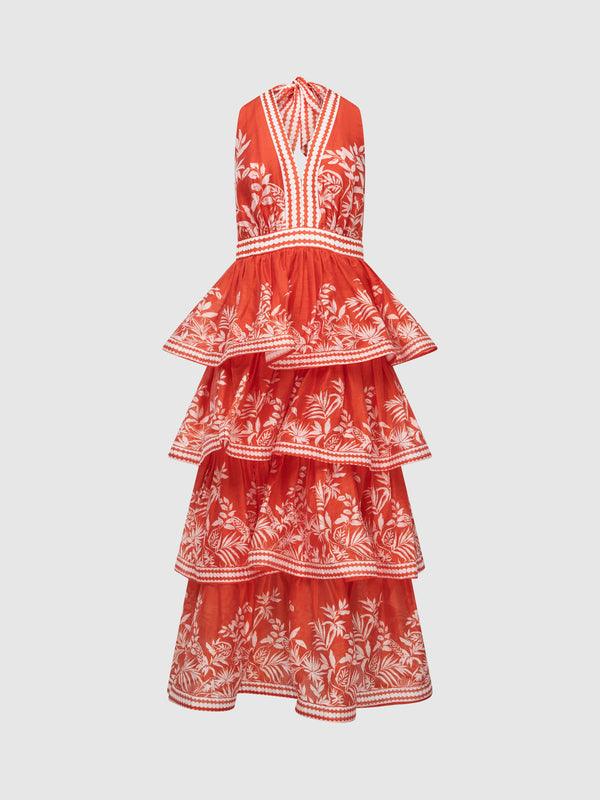 SHEIKE Ravello Palm Dress Red Print 1008256 Ghost Image
