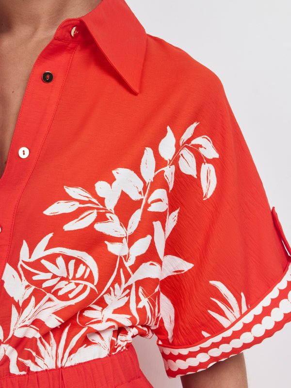 SHEIKE Ravello Playsuit Red Floral 1008259 Fabric Image