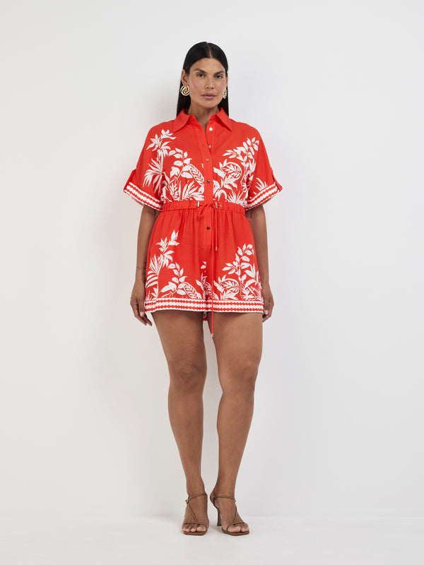Size12 SHEIKE Ravello Playsuit Red Floral 1008259 Front Image