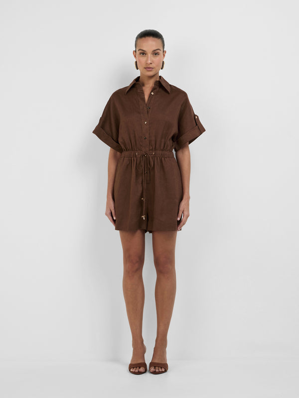 Size8 SHEIKE Ravello Playsuit Chocolate 1008369 Front Image
