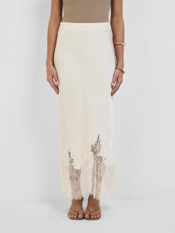 Size8 SHEIKE Miyah Satin Skirt Ivory 1008440 Close Up Image