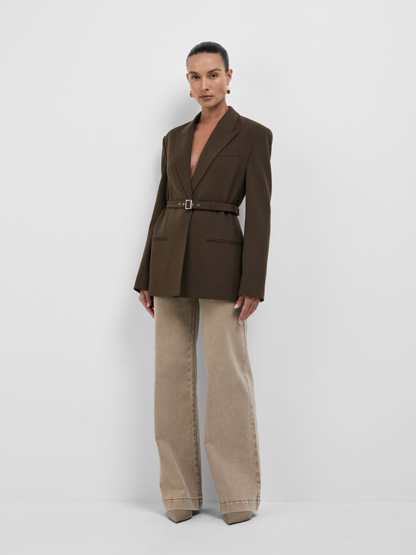 SHEIKE Thena Blazer Chocolate 1008487 Styled Front Image