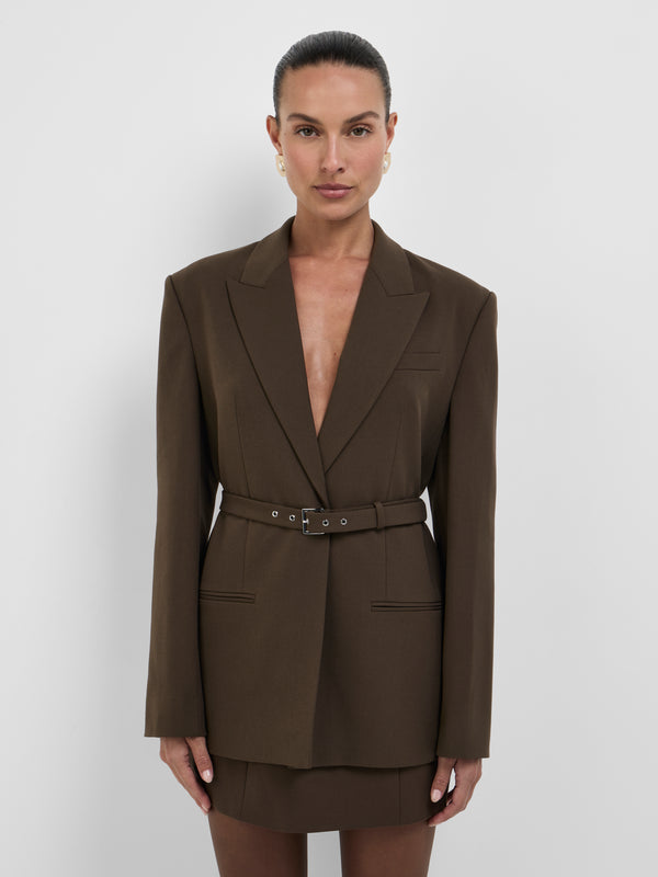 Size8 SHEIKE Thena Blazer Chocolate 1008487 Close Up Image