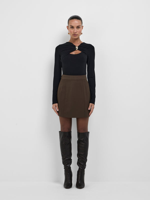 Size8 SHEIKE Emery Mini Skirt Chocolate 1008490 Front Image