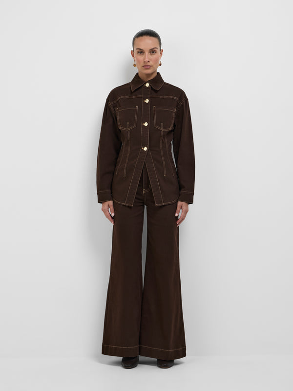 SHEIKE Broadway Denim Shirt Chocolate 1008545 Front Image