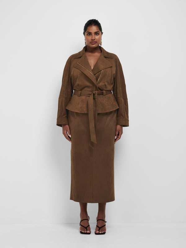 Size16 SHEIKE Tiana Midi Skirt Chestnut 1008586 Front Image