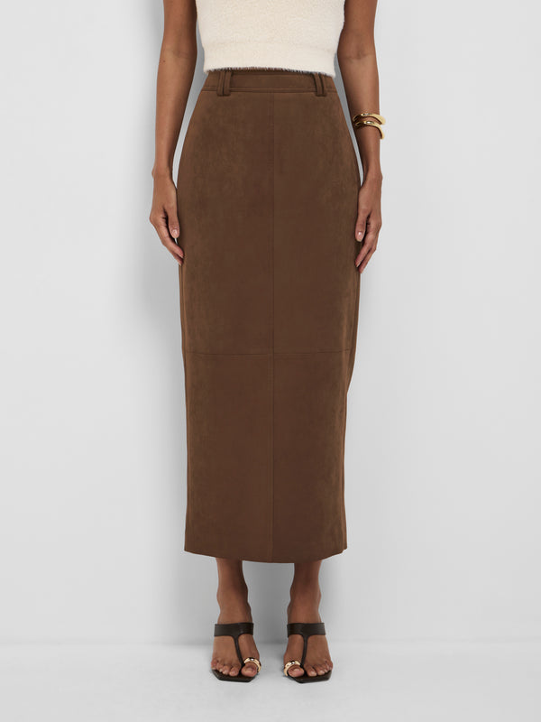 Size8 SHEIKE Tiana Midi Skirt Chestnut 1008586 Close Up Image