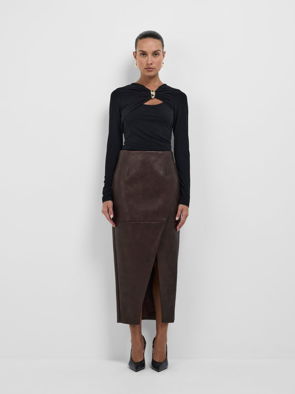 SHEIKE Jules Midi Skirt Cocoa 1008591 Front Image