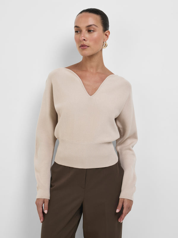 Size8 SHEIKE Daphne Knit Top Fawn 1008597 Close Up Image