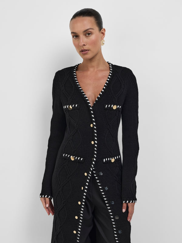 SHEIKE Margot Knit Long Cardigan Black 1008649 Close Up Image