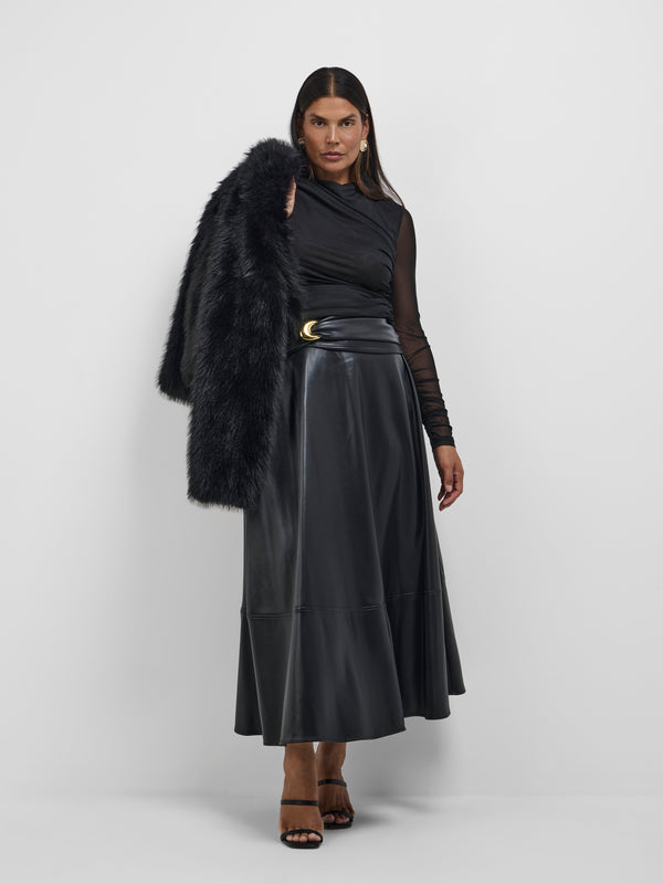 Size12 SHEIKE Alora Fur Jacket Black 1008619 Front Image