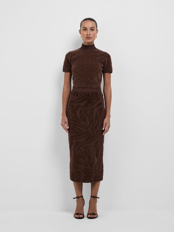 SHEIKE Rita Knit Top Chocolate 1008716 Front Image