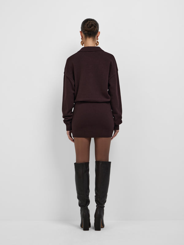 SHEIKE Evie Knit Dress Chocolate 1008877 Back Image