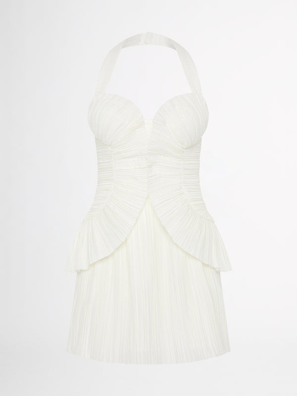 SHEIKE Peyton Pleated Mini Dress Ivory 1007001 Ghost Image