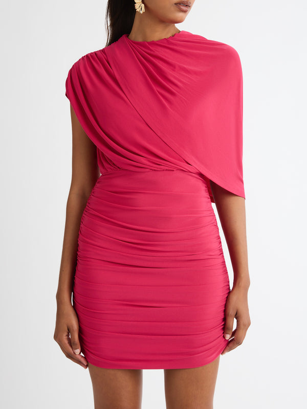 Ruched Mini Dress Raspberry 1007071 Detail Image
