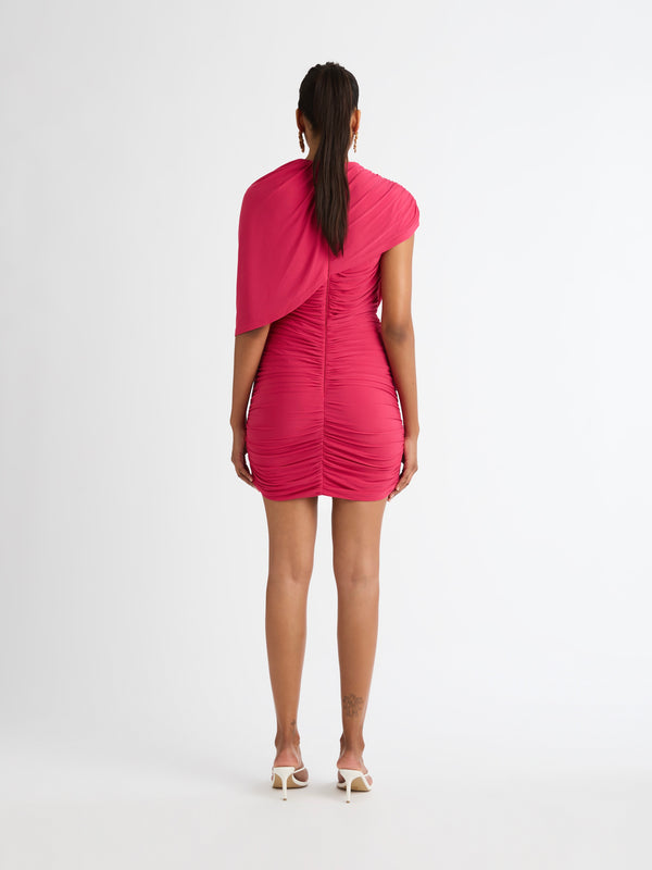 Ruched Mini Dress Raspberry 1007071 Back Image