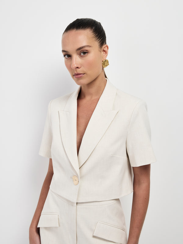 Size8 SHEIKE Shai Crop Shacket Ecru 1007322 Detail Image