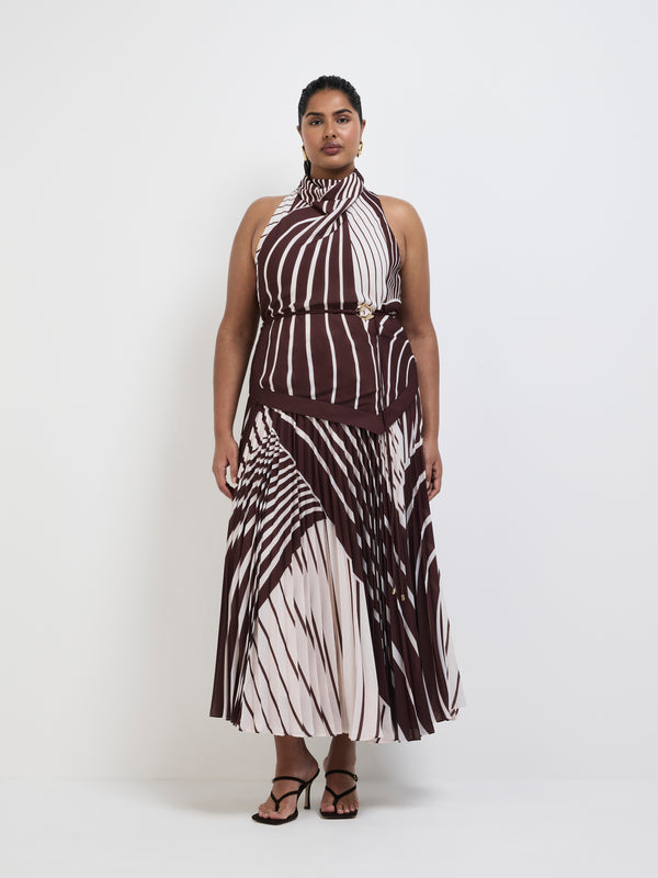 Size16 SHEIKE Montmartre Strip Maxi Dress Print 1007792 Front Image