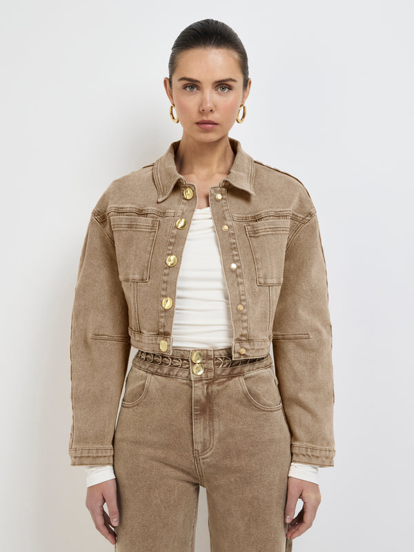 Size8 SHEIKE Lucie Denim Jacket Sand 1007964 Detail Image