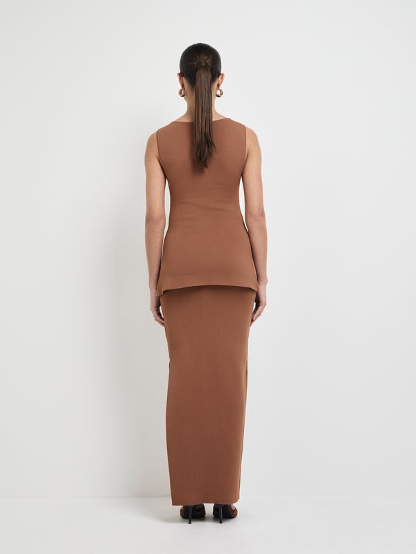 SHEIKE Maci Knit Top Mocha Back Image