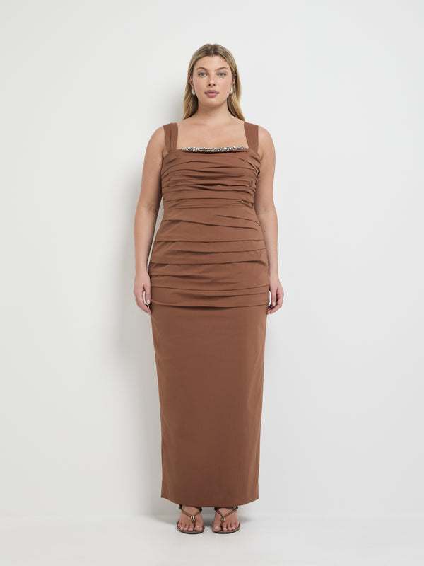 Size16 SHEIKE Delia Maxi Dress Mocha 1008012 Front Image