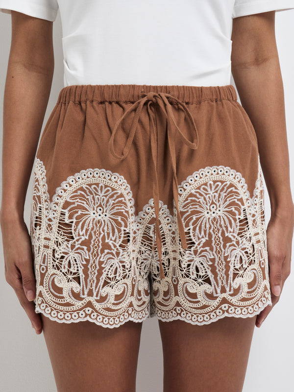 SHEIKE Paloma Embroidered Short Brown 1008216 Detail Image