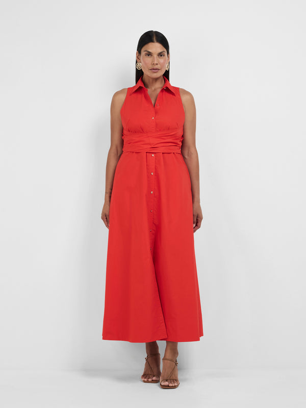 Size12 SHEIKE Cecilia Midi Dress Red 1008242 Front Image