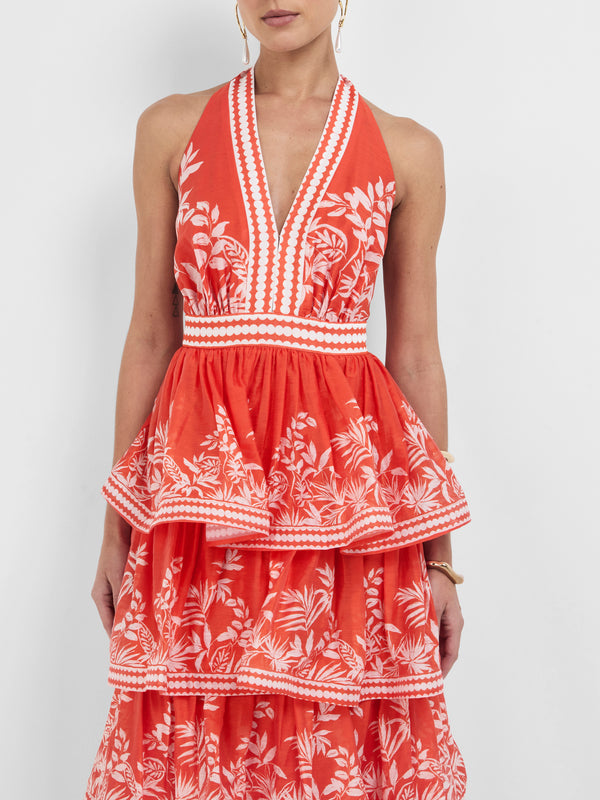 SHEIKE Ravello Palm Dress Red Print 1008256 Detail Image