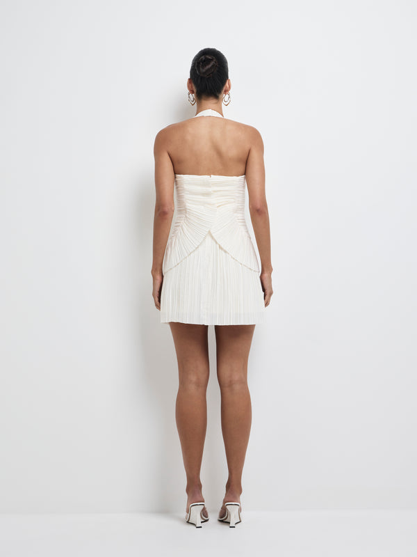 SHEIKE Soraya Pleated Mini Dress Ivory 1008335 Back Image