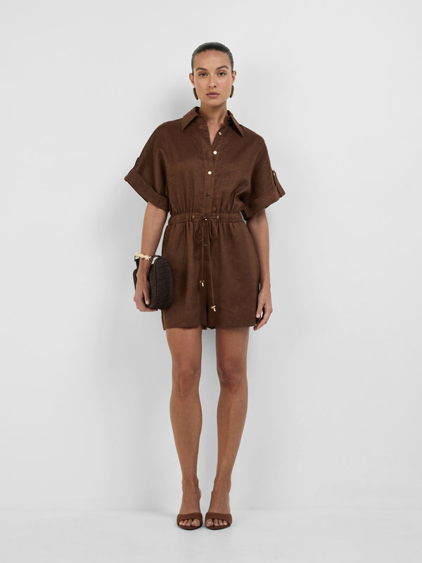 SHEIKE Ravello Playsuit Chocolate 1008369 Front Image Styled