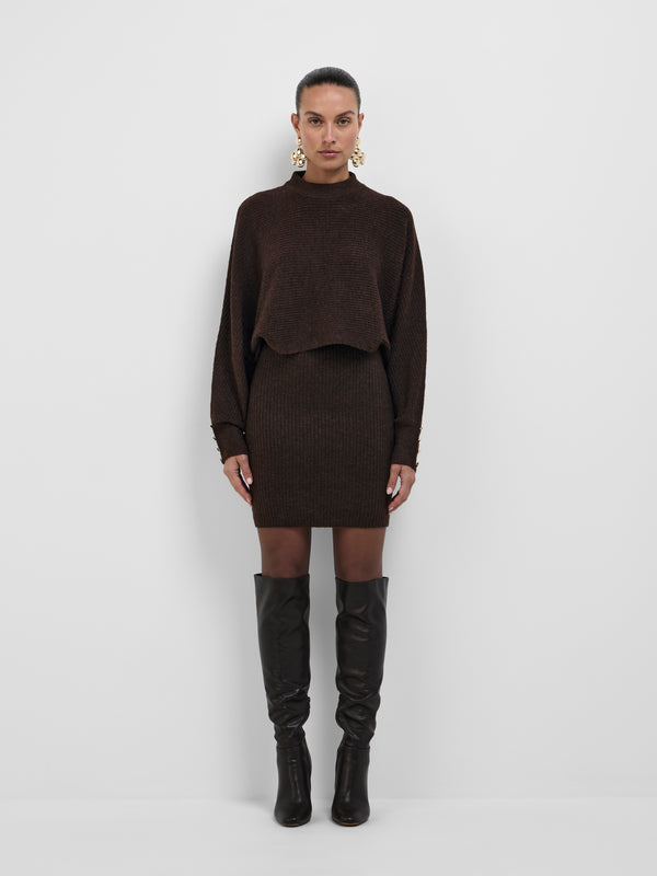 Size8 SHEIKE Arina Mini Dress Set Chocolate 1008529 Front Image