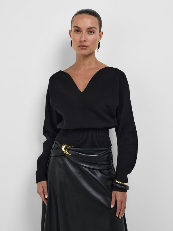 Size8 SHEIKE Daphne Knit Top Black 1008596 Close Up Image